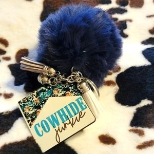 Cowhide Junkie Pom Pom Tassel Keychain